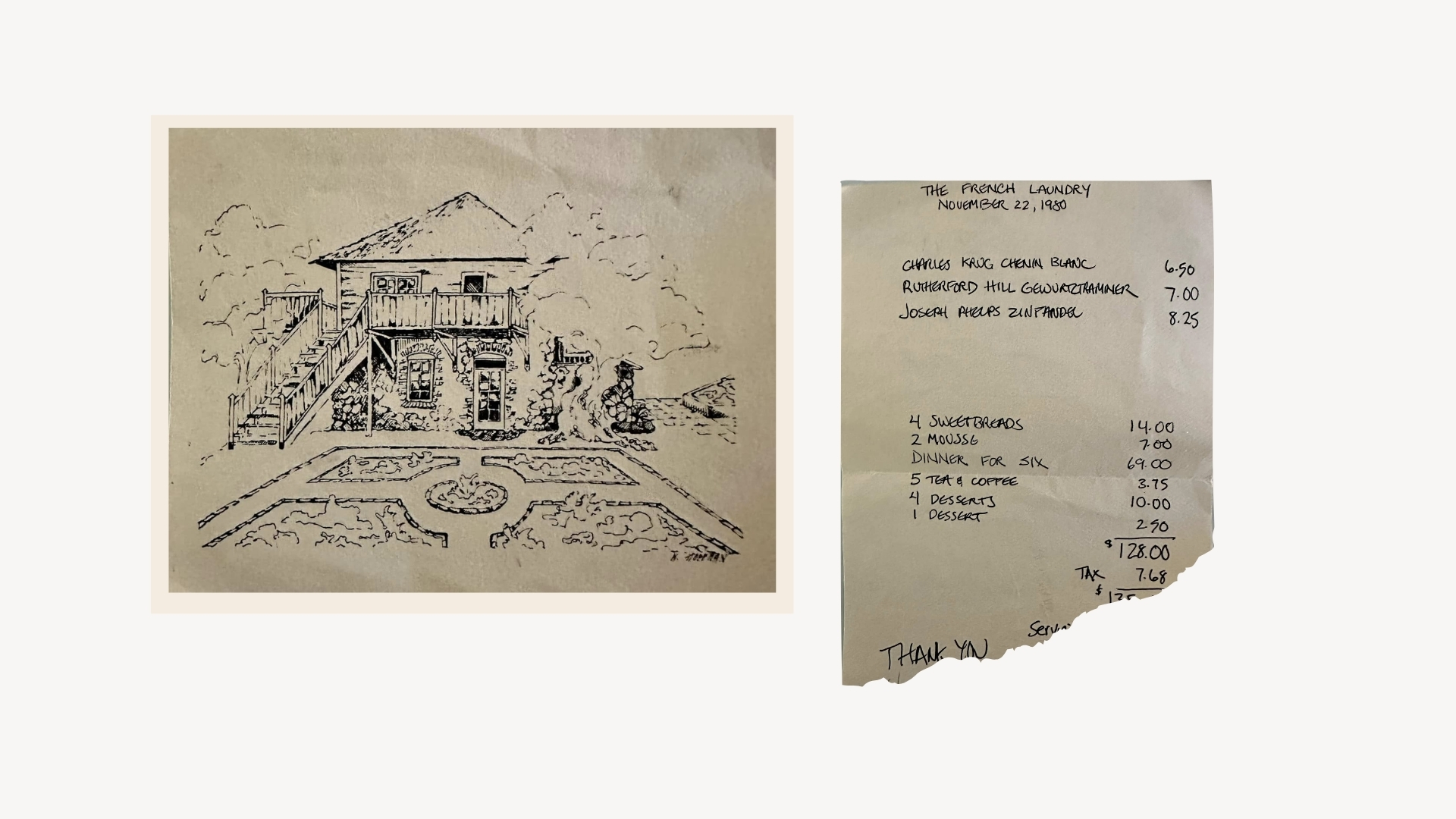 The French Laundry blueprint and early menu